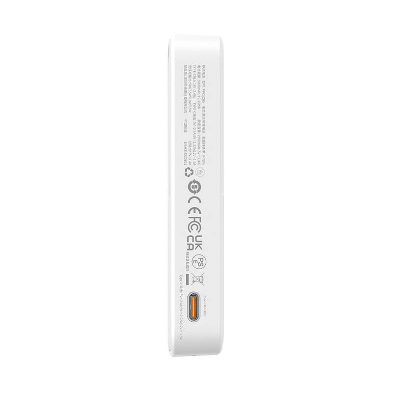 Εξωτερική Μπαταρία Wireless Baseus MagPro PPCXZ05, 5000mAh, 20W, PD + FQI, 1 x QI - 1 x USB-C, Λευκή P10064101223-00