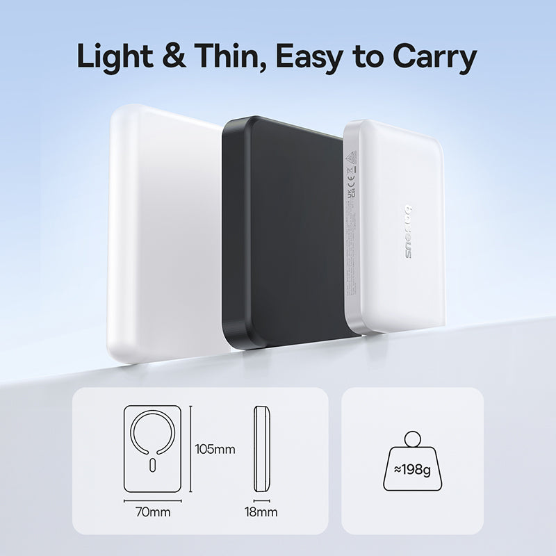 Εξωτερική Ασύρματη Μπαταρία Baseus EnerFill FM11, 10000mAh, 30W, PD + FQI, 1 x QI - 1 x USB-C, Λευκό
