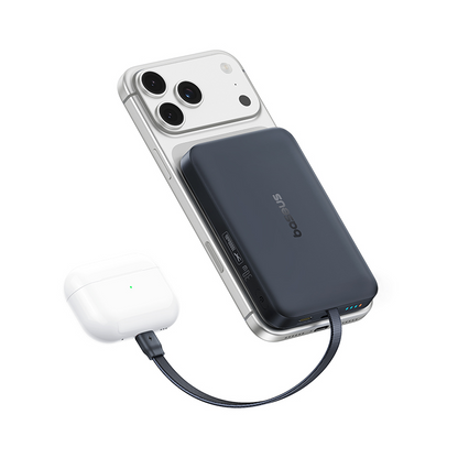 Baseus EnerFill FM11 Magnetic Wireless External Battery, 10000mAh, 30W, PD + FQI, 1 x QI - 2 x USB-C, Black E0028904