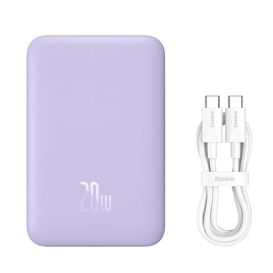 Εξωτερική Μπαταρία Wireless Baseus Magnetic Mini, 10000mAh, 20W, PD + FQI, 1 x QI - 1 x USB-C, Μωβ PPCX110105