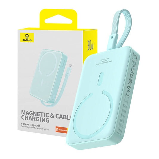 Εξωτερική Μπαταρία Wireless Baseus Magnetic Mini, 10000mAh, 30W, PD + FQI, 1 x Lightning - 1 x QI - 1 x USB-C, Μπλε P1002210B333-00