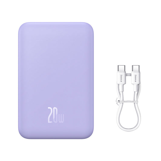 Εξωτερική Μπαταρία Wireless Baseus Magnetic Mini, 20000mAh, 20W, PD + FQI, 1 x QI - 1 x USB-C, Μωβ PPCX150005