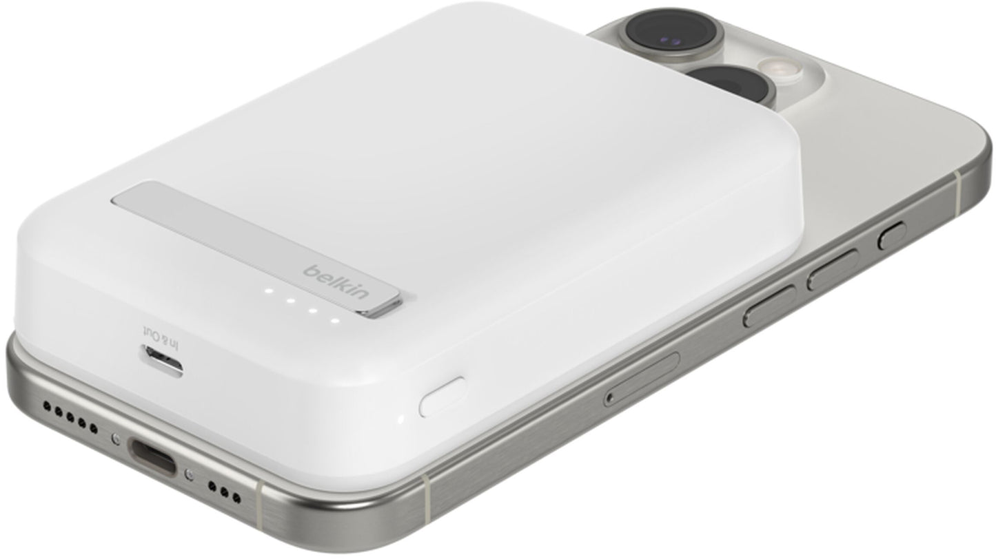 Ασύρματη Εξωτερική Μπαταρία Belkin BoostCharge Pro με Βάση Στήριξης, 10000mAh, 15W, FQI, 1 x QI - 1 x USB-C, Λευκό BPD008btWH