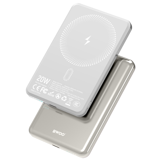 Εξωτερική Ασύρματη Μπαταρία BWOO P79, 5000mAh, 20W, PD + FQI, 1 x QI - 1 x USB-C, Γκρι