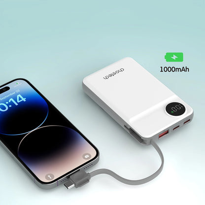 Ασύρματη εξωτερική μπαταρία Choetech B695, 10000mAh, 20W, QC + PD + FQI, 1 x Lightning - 1 x USB-A - 2 x QI - 2 x USB-C, Λευκό