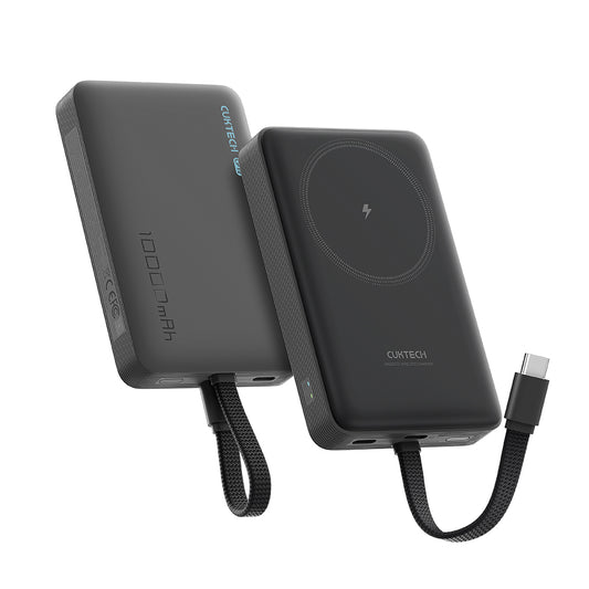 Ασύρματη Εξωτερική Μπαταρία Cuktech WPB100L, 10000mAh, 22.5W, PD + FQI, 1 x QI - 2 x USB-C, Μαύρη CKWPB100LGLBK