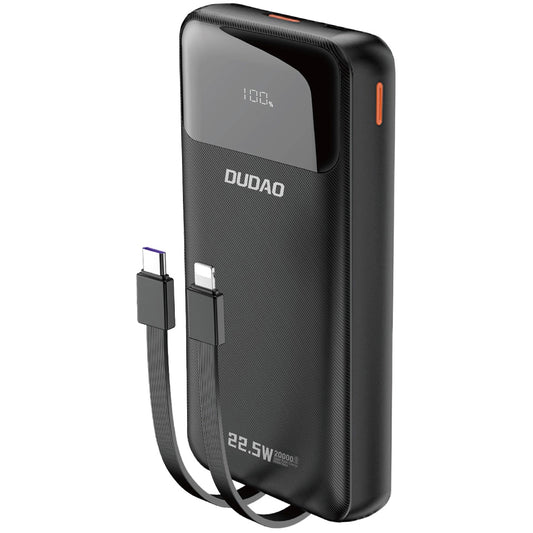 Εξωτερική μπαταρία Dudao K15Pro, 20000mAh, 22.5W, QC + PD, 1 x USB-A - 1 x USB-C, Μαύρο 