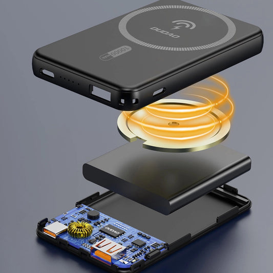 Εξωτερική Μπαταρία Wireless Dudao K14S+, 10000mAh, 22.5W, QC + PD + FQI, 1 x QI - 1 x USB-A - 1 x USB-C, Μαύρη