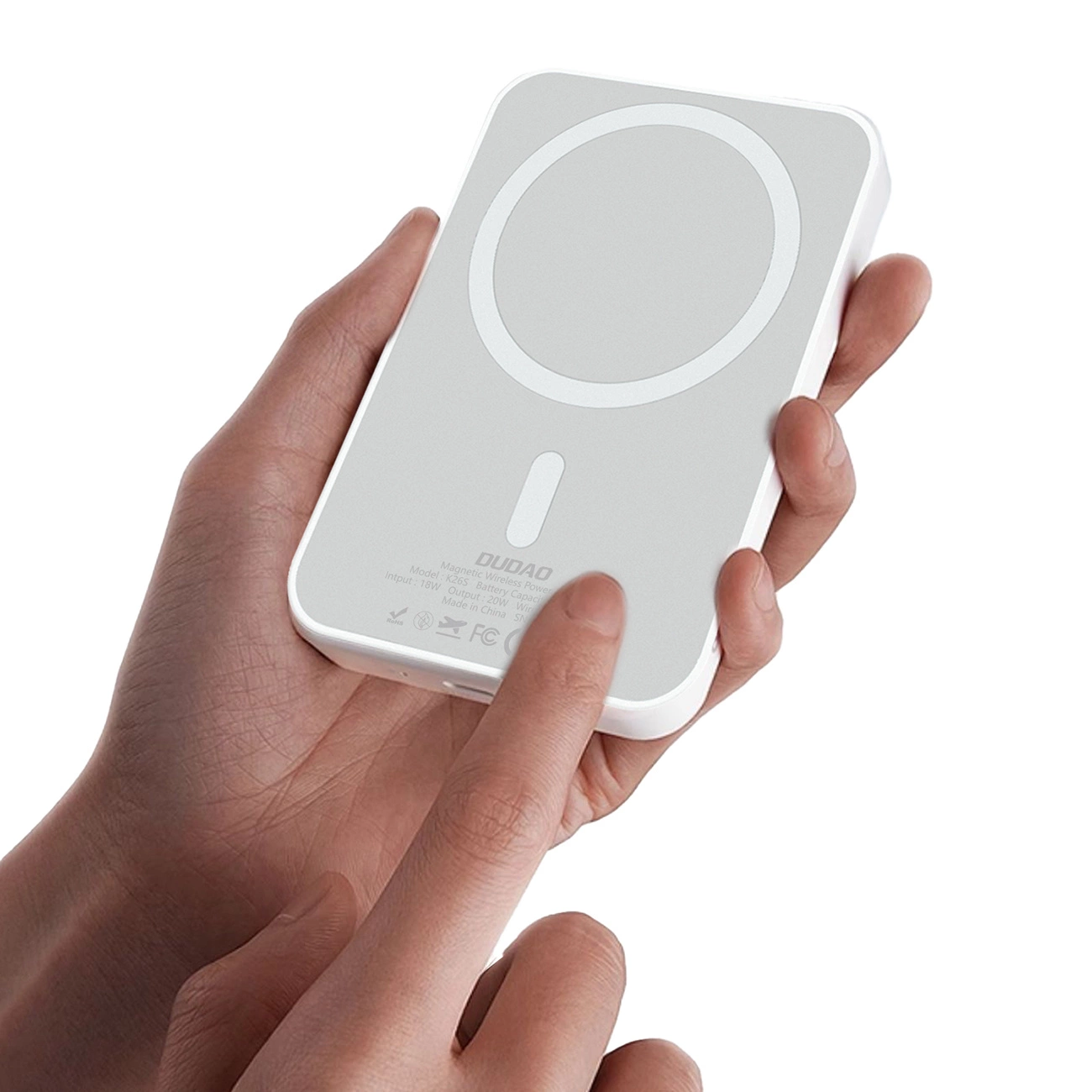 Εξωτερική Μπαταρία Wireless Dudao K26s, 5000mAh, 20W, PD + FQI, 1 x QI - 1 x USB-C, Λευκή