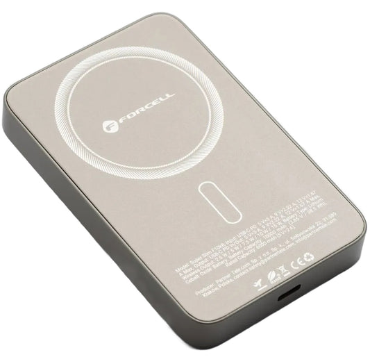Εξωτερική Μπαταρία Wireless Forcell F10K8, 10000mAh, 15W, PD + FQI, 1 x QI - 1 x USB-C, Χρυσή