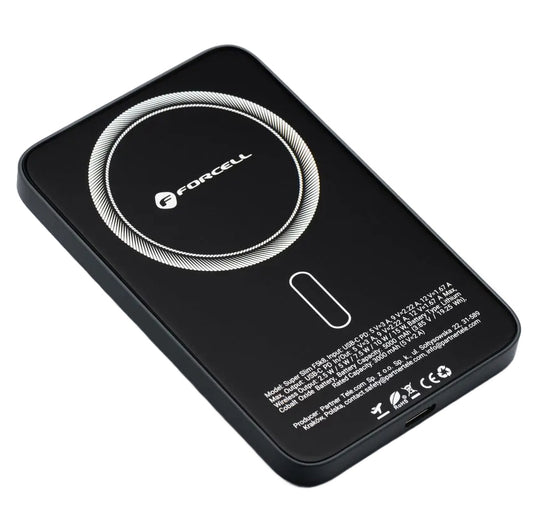 Εξωτερική Μπαταρία Wireless Forcell F5K8, 5000mAh, 15W, PD + FQI, 1 x QI - 1 x USB-C, Μαύρη