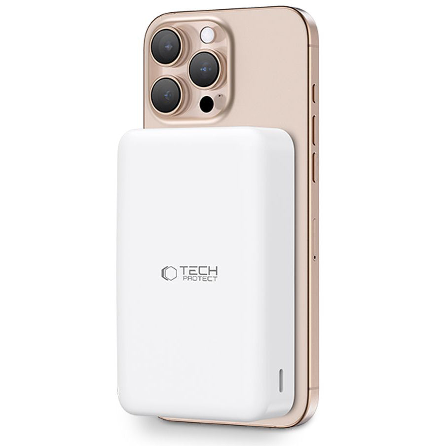 Εξωτερική ασύρματη μπαταρία Tech-Protect PB12 LifeMag, 20000mAh, 20W, QC + PD + FQI, 1 x QI - 1 x USB-A - 1 x USB-C, Λευκό