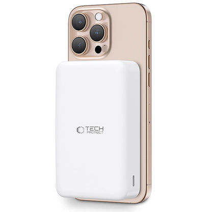 Εξωτερική ασύρματη μπαταρία Tech-Protect PB12 LifeMag, 20000mAh, 20W, QC + PD + FQI, 1 x QI - 1 x USB-A - 1 x USB-C, Λευκό