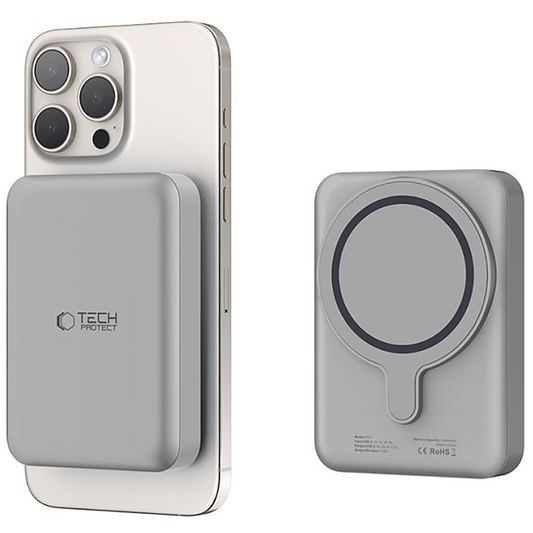 Ασύρματη Εξωτερική Μπαταρία Tech-Protect PB11 LifeMag, 10000mAh, 15W, PD + FQI, 1 x QI - 1 x USB-C, Γκρι, Επανασφραγισμένη