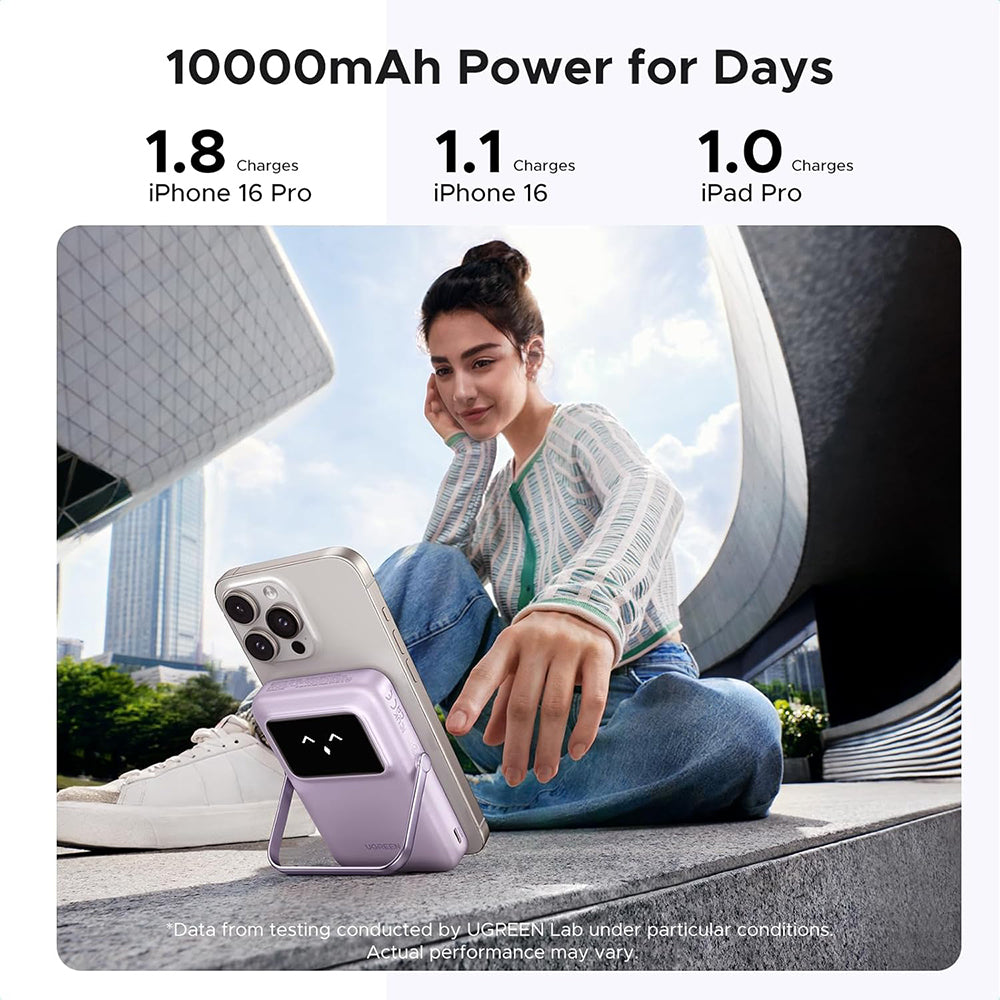 Εξωτερική Μπαταρία Wireless UGREEN PB764 Uno, 10000mAh, 20W, PD + FQI, 1 x QI - 1 x USB-C, Γκρι