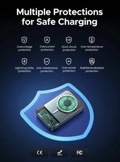 Εξωτερική Μπαταρία Wireless UGREEN PB562, 10000mAh, 20W, PD + FQI, 1 x QI - 1 x USB-C, Μαύρη