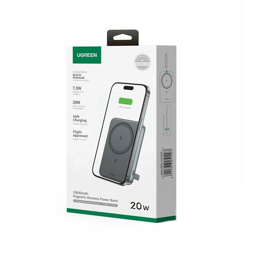 Εξωτερική Μπαταρία Wireless UGREEN PB562, 10000mAh, 20W, PD + FQI, 1 x QI - 1 x USB-C, Μαύρη
