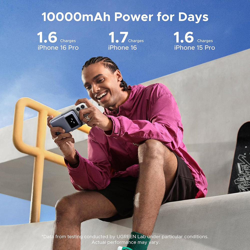 Εξωτερική Μπαταρία Wireless UGREEN PB764 Uno, 10000mAh, 20W, PD + FQI, 1 x QI - 1 x USB-C, Γκρι