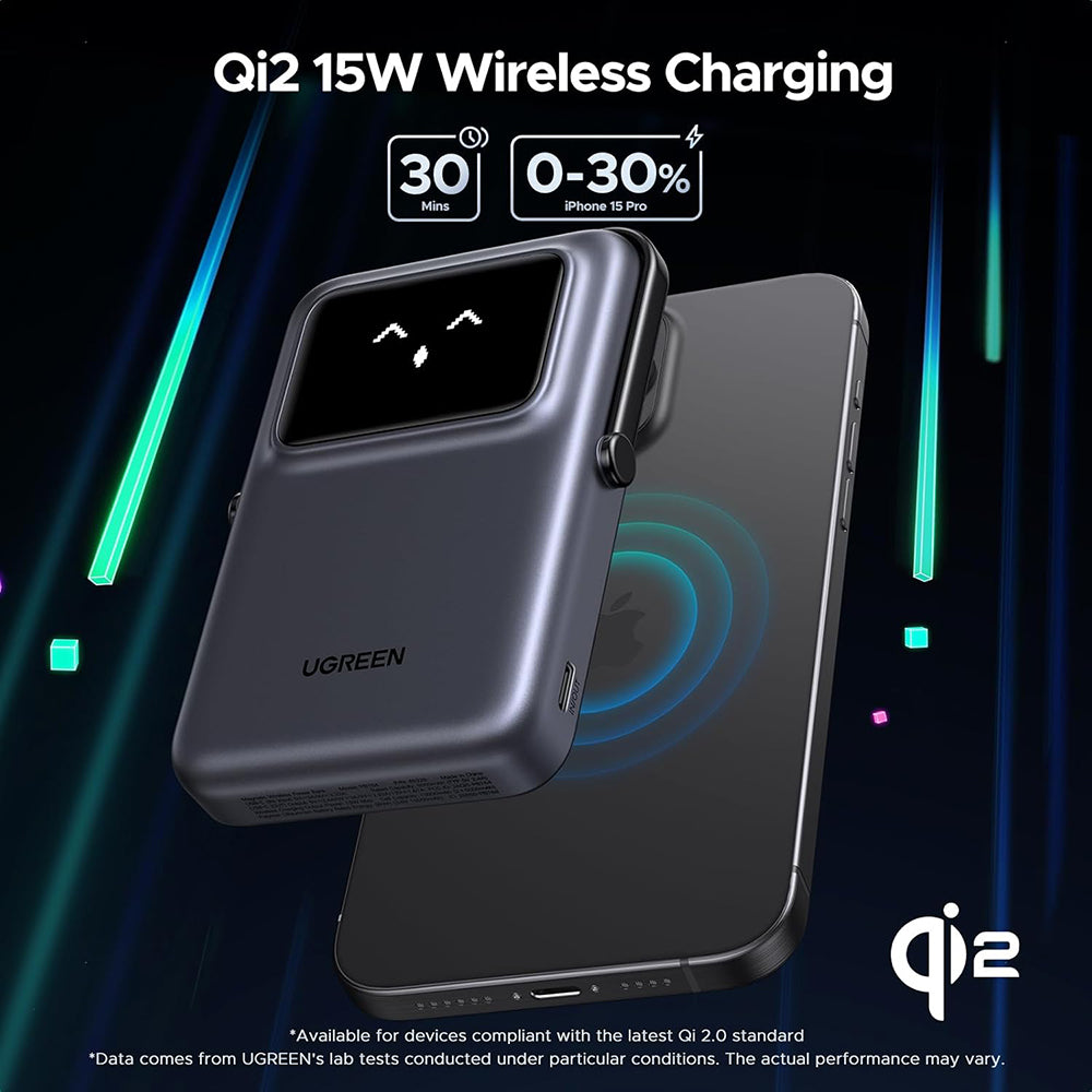 Εξωτερική Μπαταρία Wireless UGREEN PB764 Uno, 10000mAh, 20W, PD + FQI, 1 x QI - 1 x USB-C, Γκρι