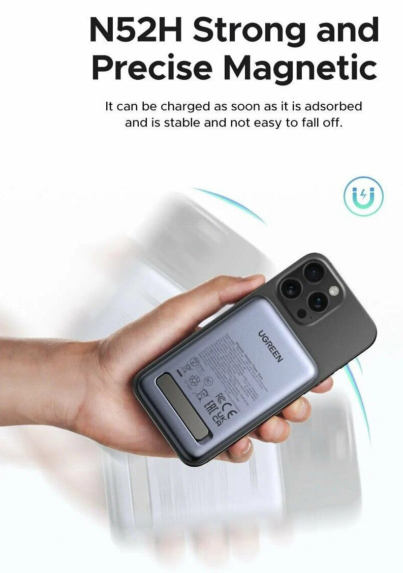 Εξωτερική Μπαταρία Wireless UGREEN PB562, 10000mAh, 20W, PD + FQI, 1 x QI - 1 x USB-C, Μαύρη
