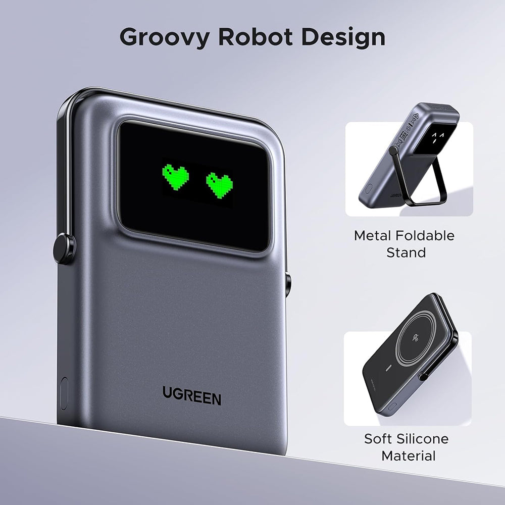 Εξωτερική Μπαταρία Wireless UGREEN PB764 Uno, 10000mAh, 20W, PD + FQI, 1 x QI - 1 x USB-C, Γκρι