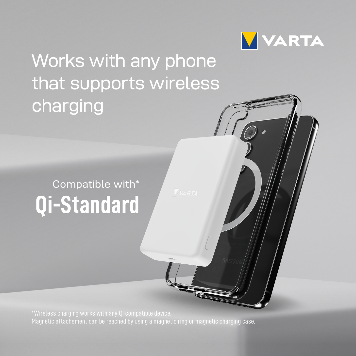 Varta Mag Pro Wireless External Battery, 5000mAh, 12W, 1 x QI - 1 x USB-C, White