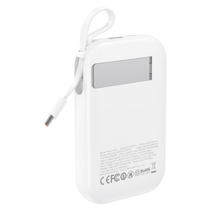 XO Design PR270 Wireless External Battery, 10000mAh, 22.5W, QC + PD + QI, 1 x QI - 1 x USB-A - 1 x USB-C, White