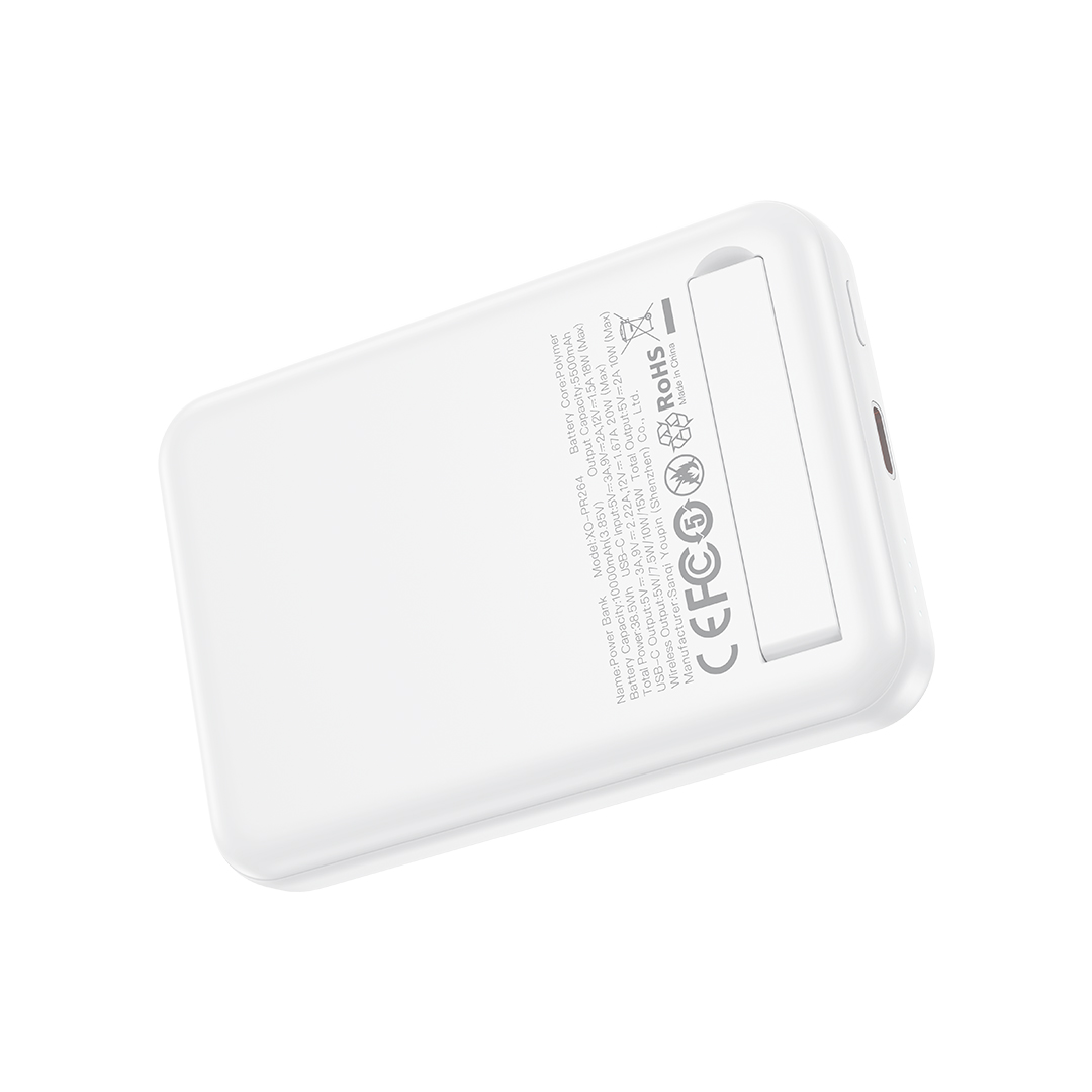 Εξωτερική Μπαταρία Wireless XO Design PR264, 10000mAh, 20W, PD + FQI, 1 x USB-C, Λευκή