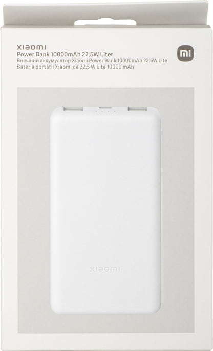 Εξωτερική Μπαταρία Xiaomi Lite, 10000mAh, 22.5W, QC + PD, 1 x USB-C - 2 x USB-A, Λευκή BHR9350GL
