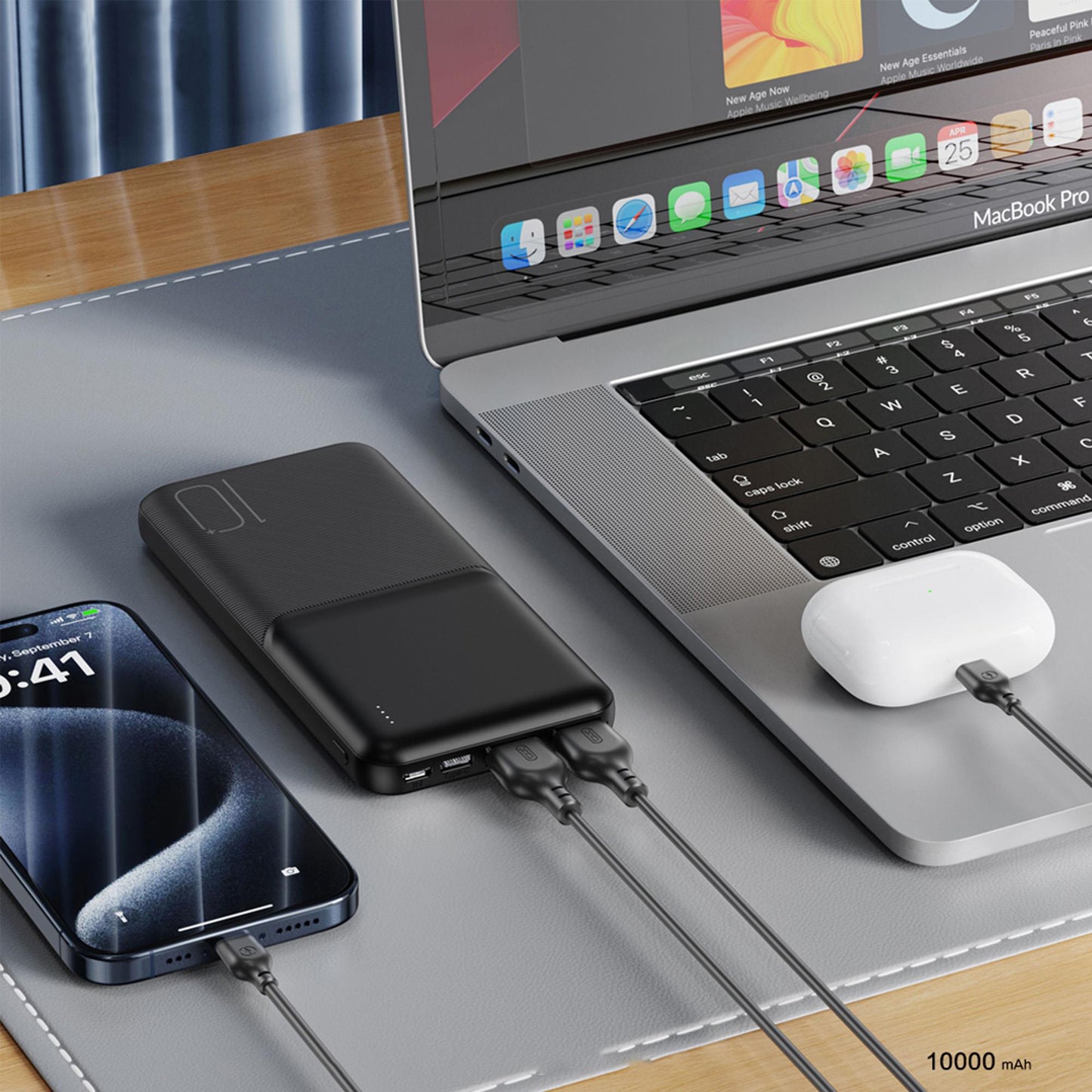 Εξωτερική Μπαταρία XO Design PR251, 10000mAh, 10W, 2 x USB-A, Μαύρη