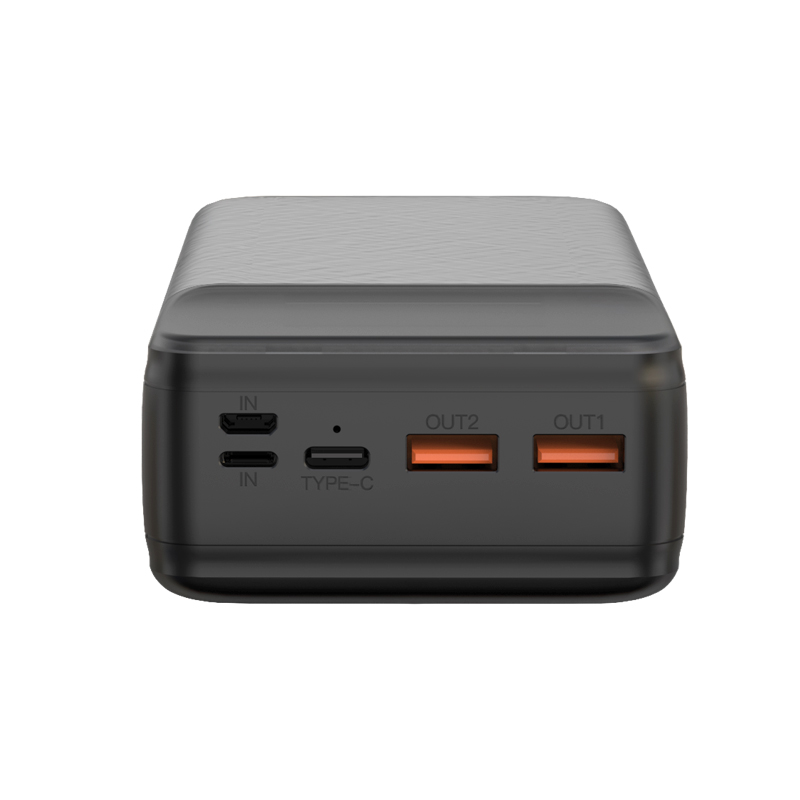 XO Design PR201 External Battery, 30000mAh, 65W, QC + PD, 1 x USB-C - 2 x USB-A, Black