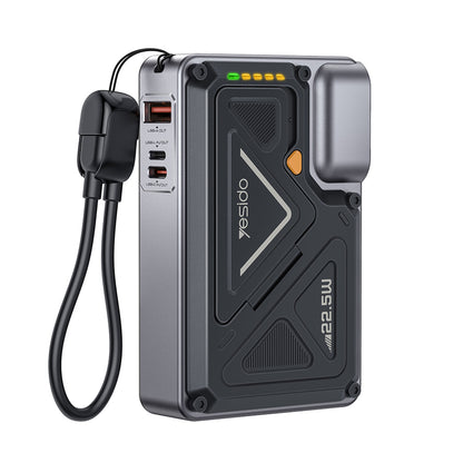 Εξωτερική Μπαταρία Yesido YP89, 10000mAh, 22.5W, QC + PD + FQI, 1 x Lightning - 1 x QI - 1 x USB-A - 1 x USB-C, Γκρι