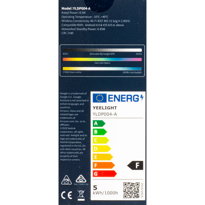 Λάμπα LED Yeelight W1, Wi-Fi, GU10, 4.5W, 2700K - 6500K, 350lm, Σετ 4 τεμάχια, Πολύχρωμη YLDP004-A