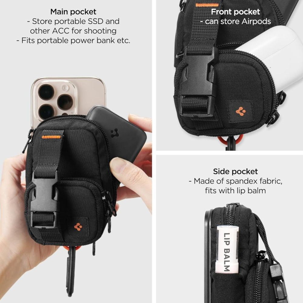 Τσαντάκι Universal MagSafe για Τηλέφωνο, Spigen, Snap Zip, Μαύρο