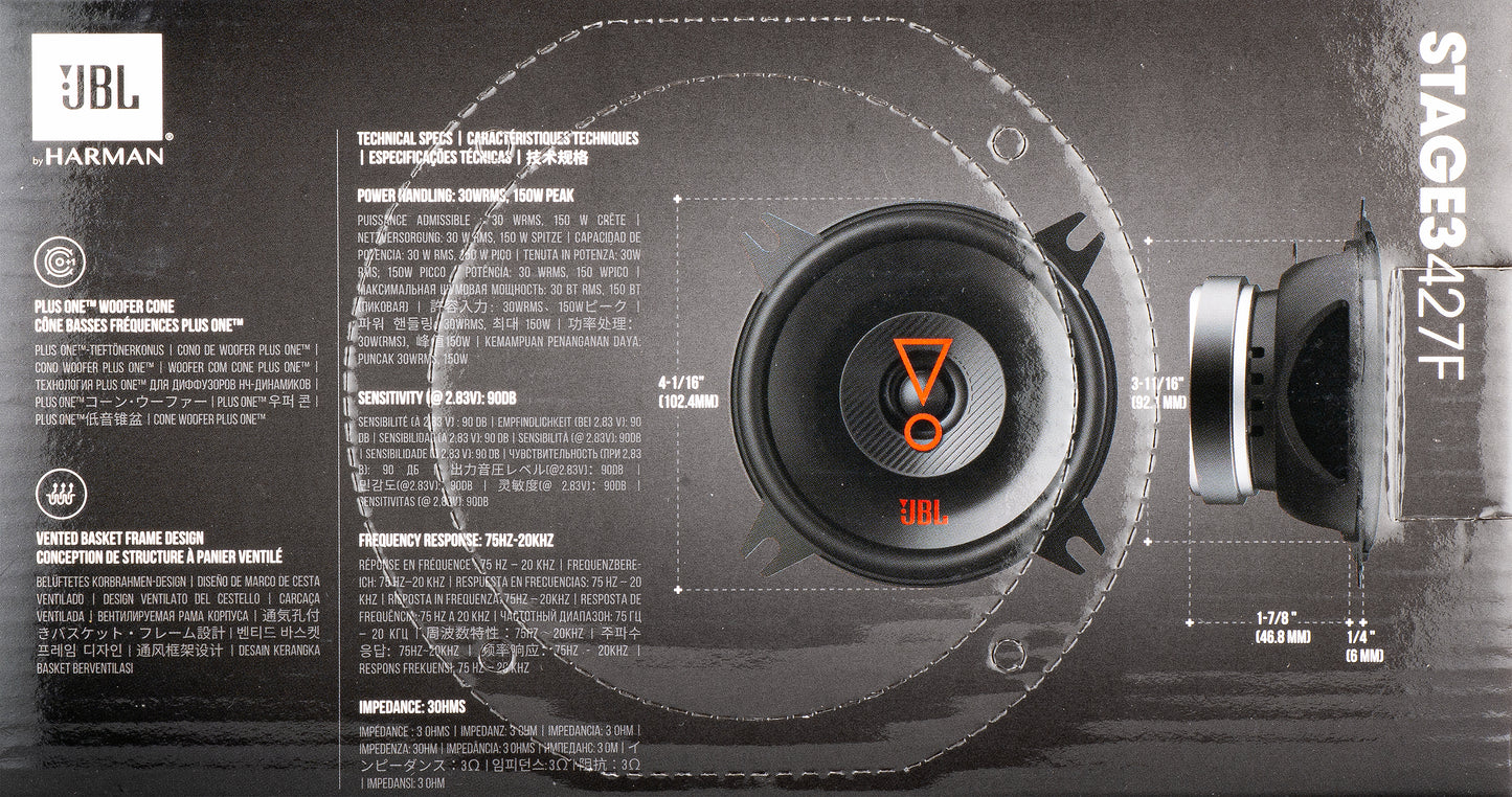 Ηχείο Αυτοκινήτου JBL Stage3 427, 30W RMS, 102.4mm, Σετ 2 τεμαχίων JBLSTAGE3427F