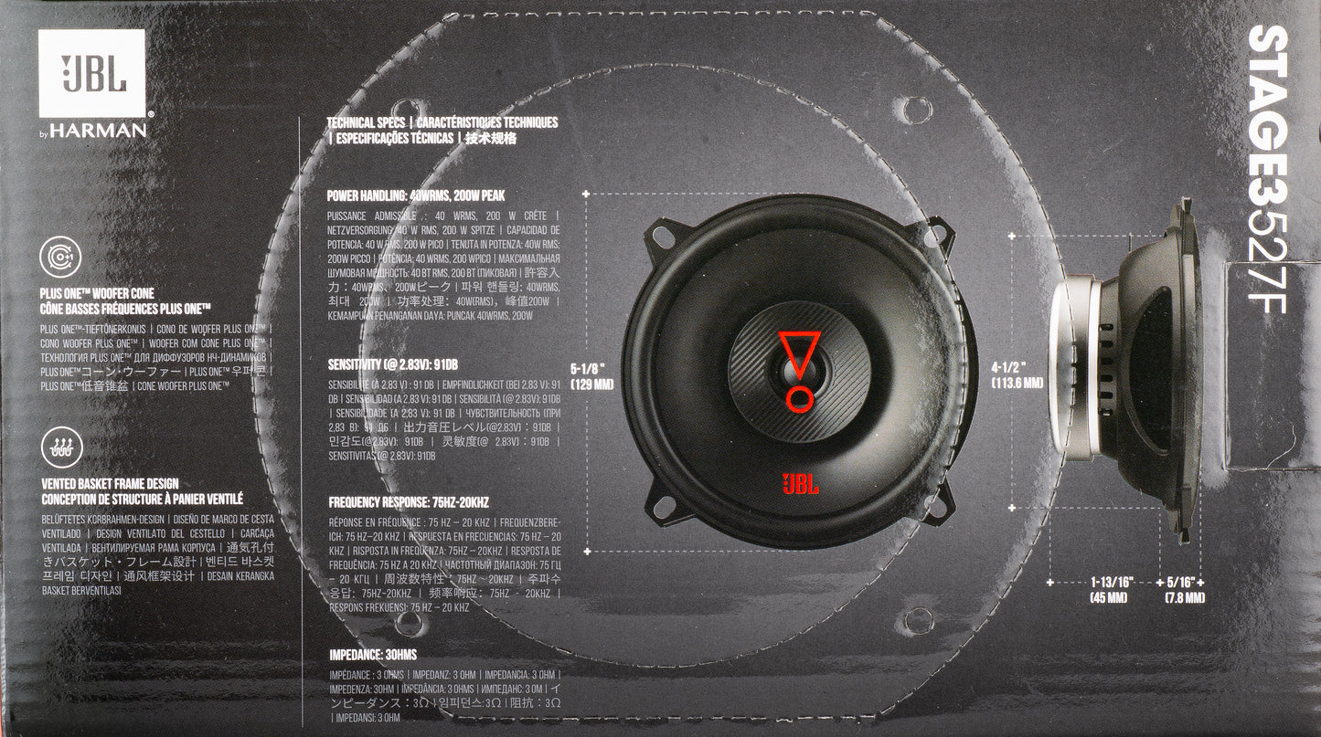 Ηχείο Αυτοκινήτου JBL Stage3 527, 40W RMS, 129mm, Σετ 2 τεμαχίων JBLSTAGE3527F