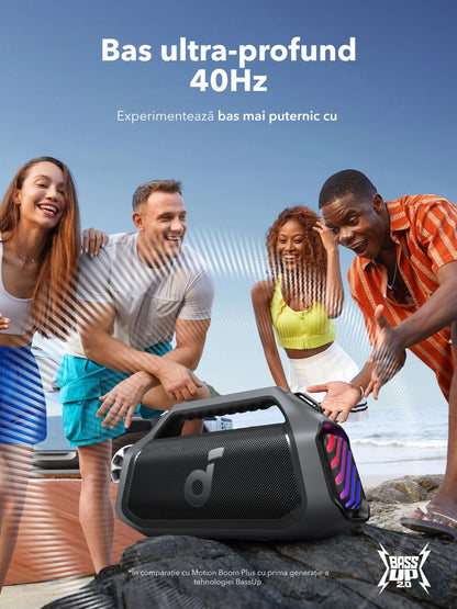 Φορητό Ηχείο Bluetooth Anker SoundCore Boom 2 Plus Νέα Έκδοση, 140W, TWS, RGB, Αδιάβροχο, Μαύρο A3134012