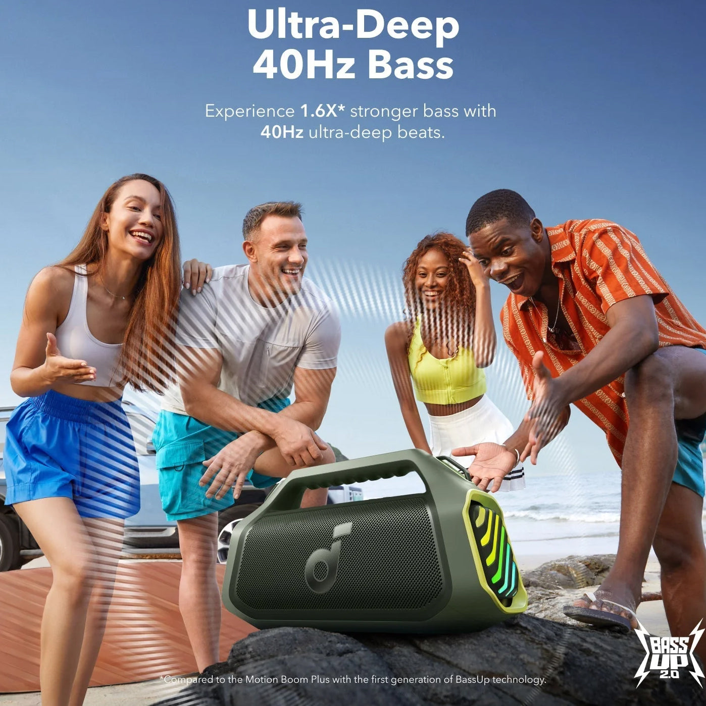 Φορητό Ηχείο Bluetooth Anker SoundCore Boom 2 Plus, 140W, TWS, RGB, Αδιάβροχο, Πράσινο A3134061