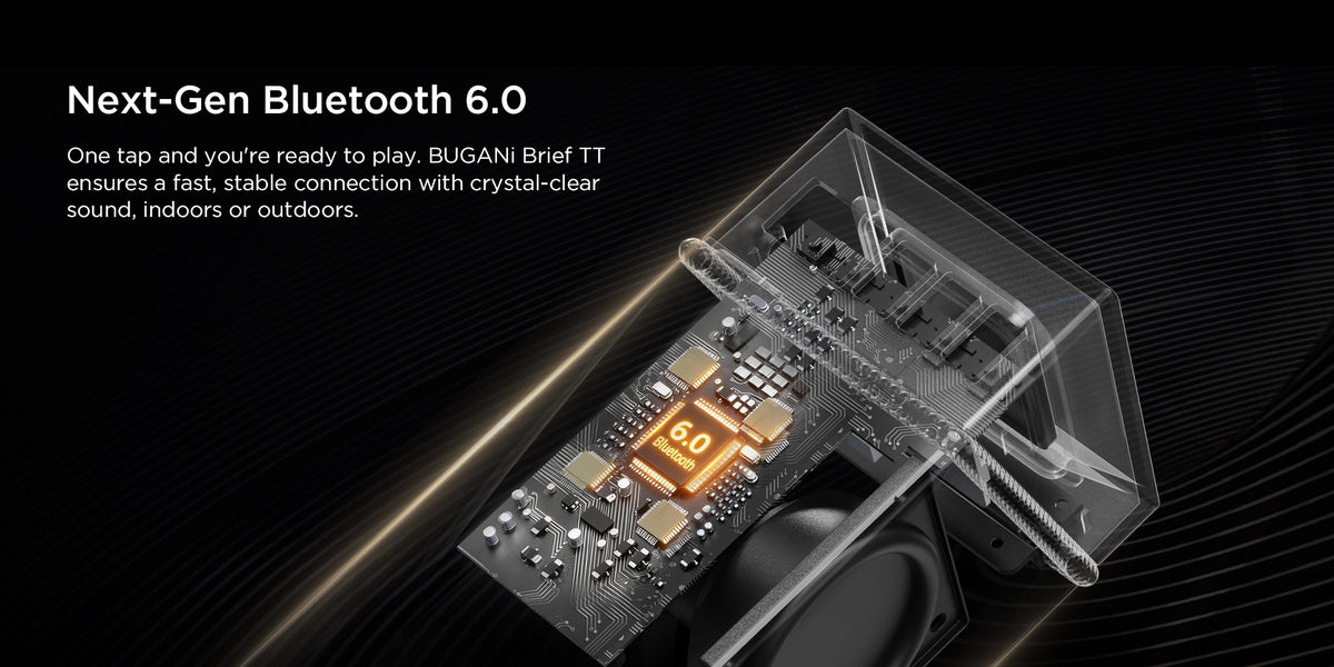 Φορητό Ηχείο Bluetooth Bugani Brief TT, 60W, RGB, Αδιάβροχο, Μαύρο Χρυσό
