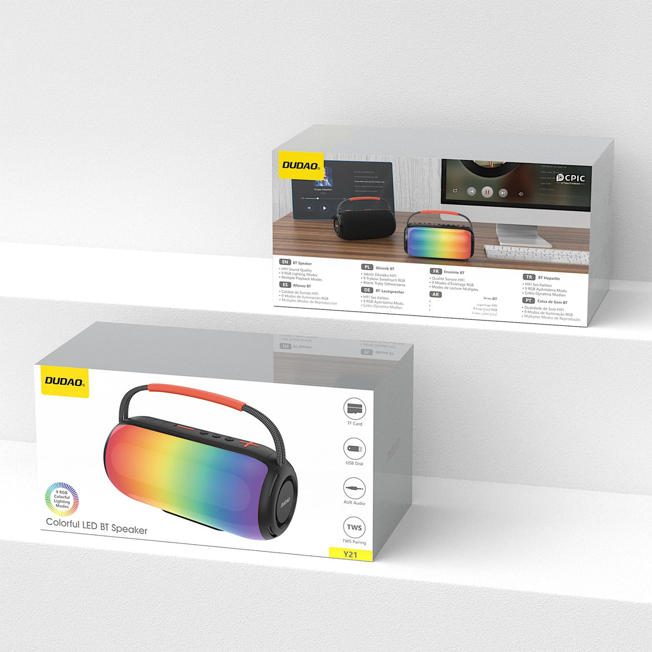 Φορητό Ηχείο Bluetooth Dudao Y21, 2 x 5W, TWS, RGB, Μαύρο