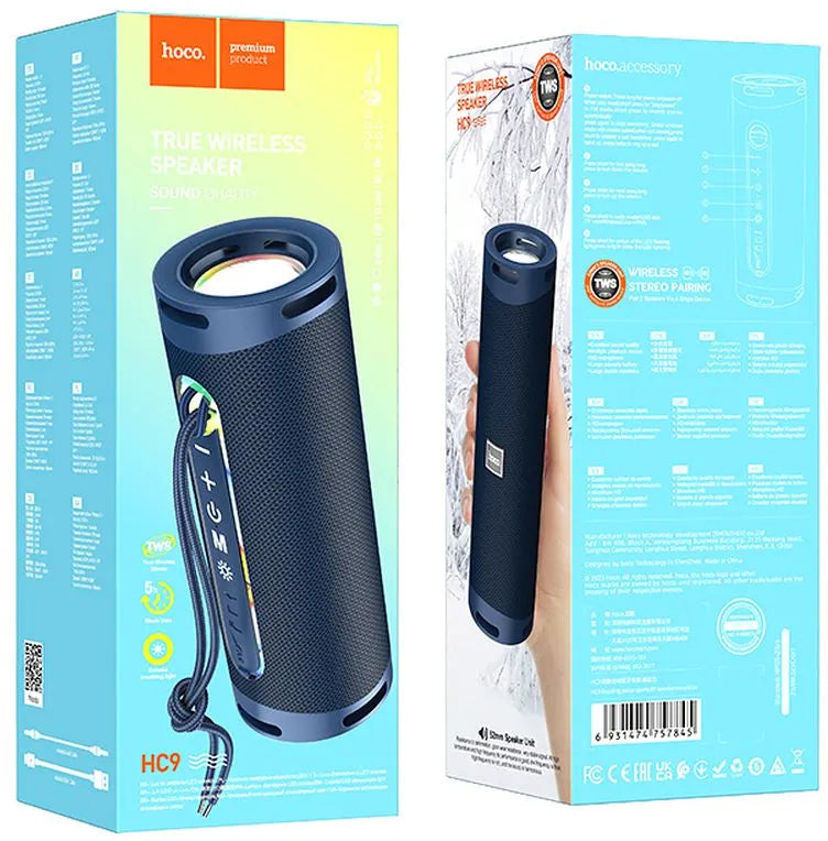 Φορητό Ηχείο Bluetooth HOCO HC9 Dazzling Pulse Sports, 10W, TWS, RGB, Μπλε