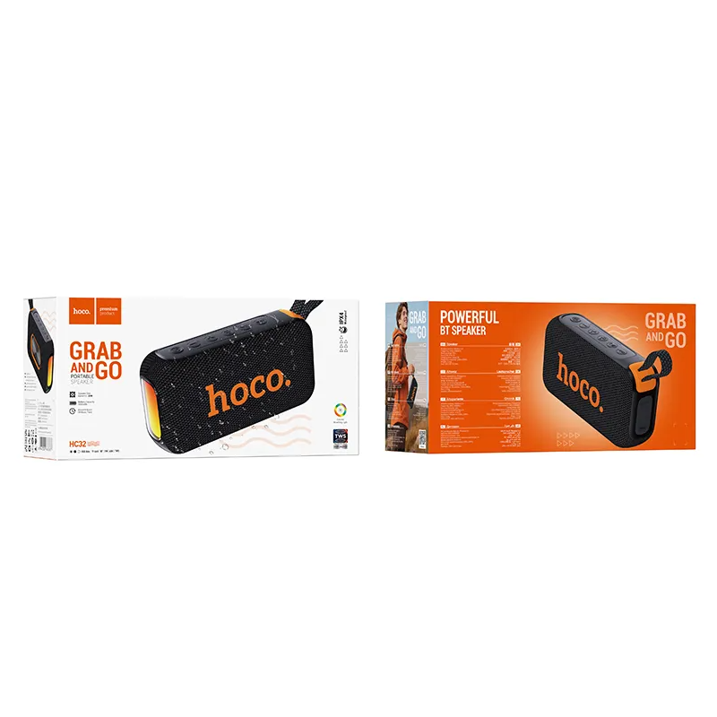 Φορητό Ηχείο Bluetooth HOCO HC32, 2 x 10W, TWS, RGB, Μαύρο