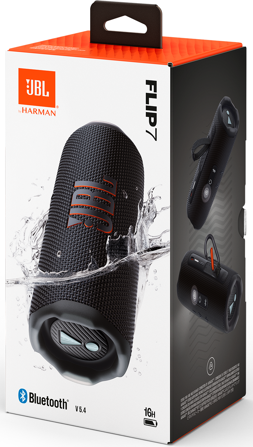 JBL Flip 7 Portable Bluetooth Speaker, 35W, MultiPoint, Waterproof, Black JBLFLIP7BLK