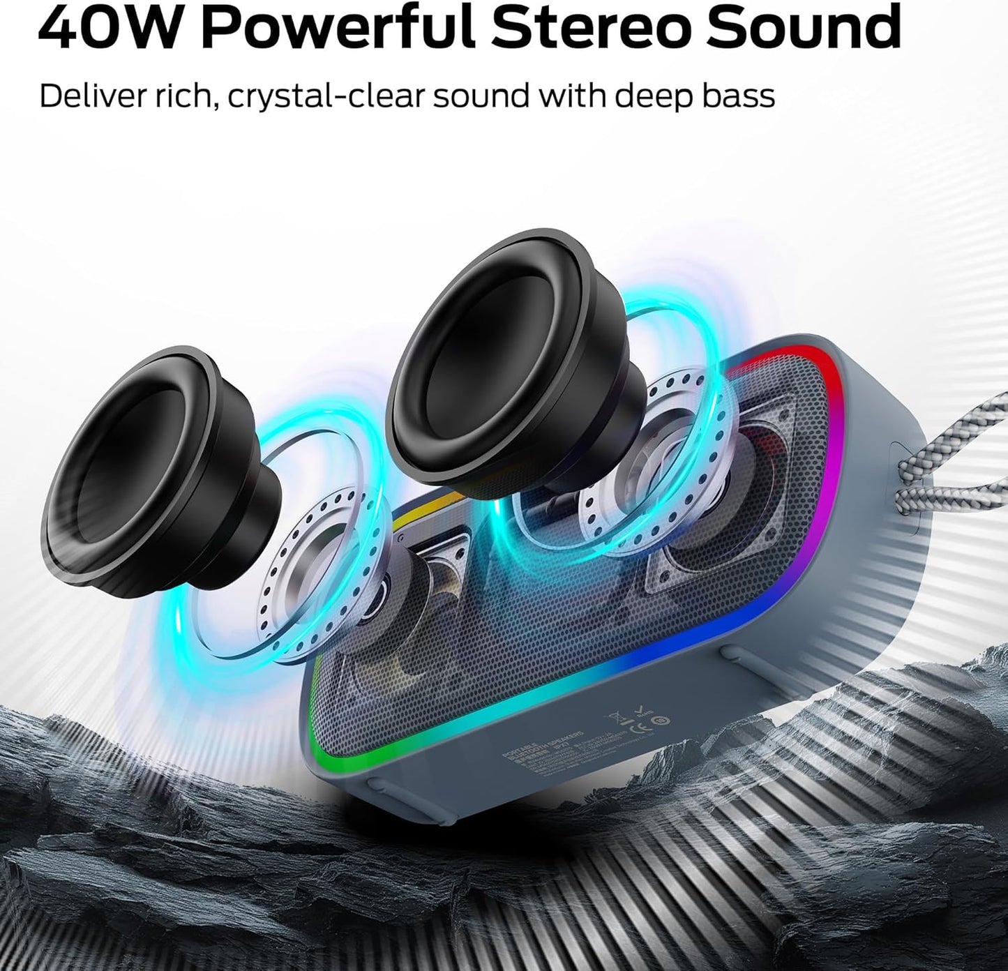 Φορητό Ηχείο Bluetooth Monster S150 Plus, 40W, TWS, RGB, Αδιάβροχο, Μπλε