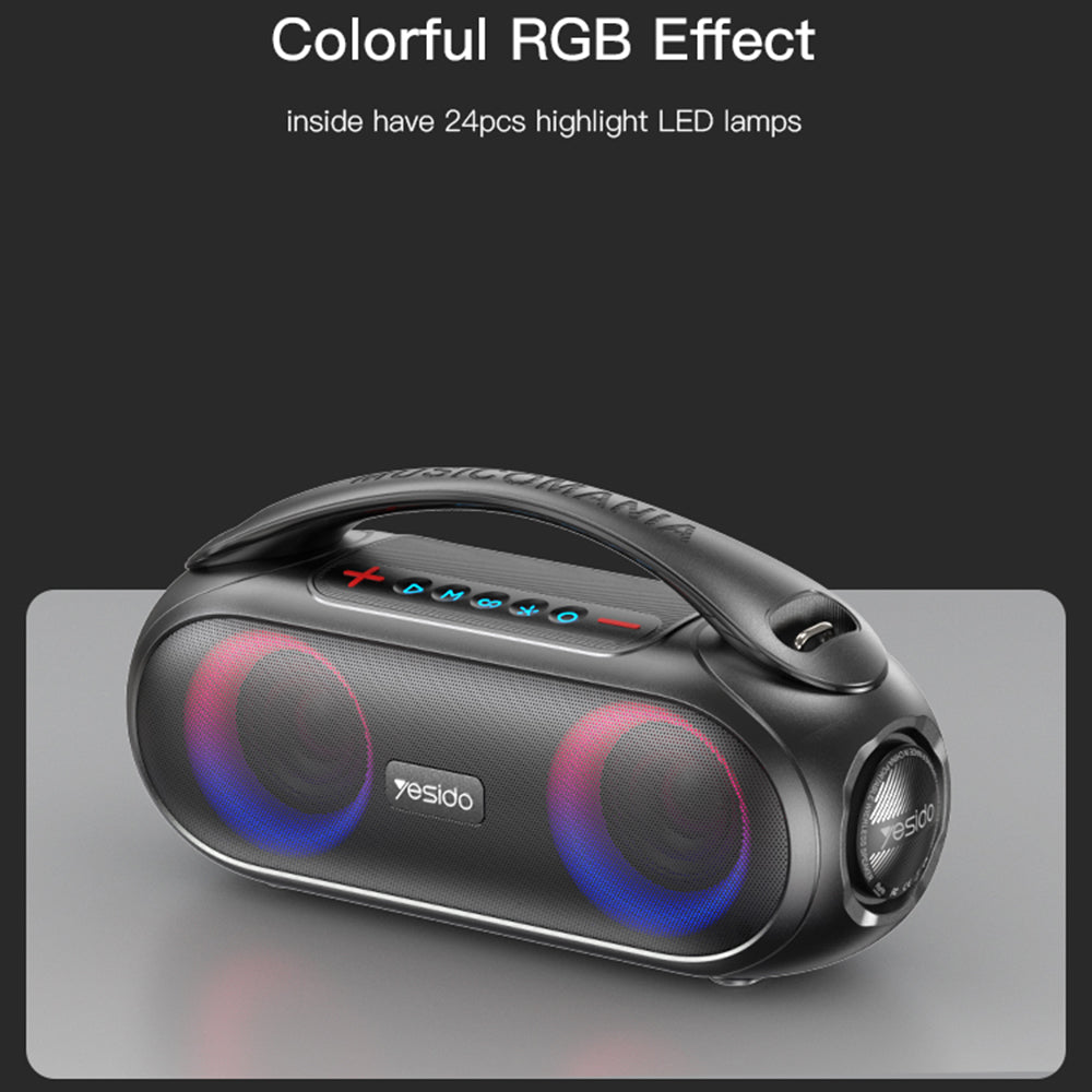 Φορητό Ηχείο Bluetooth Yesido YSW19, 40W, RGB, Αδιάβροχο, Μαύρο