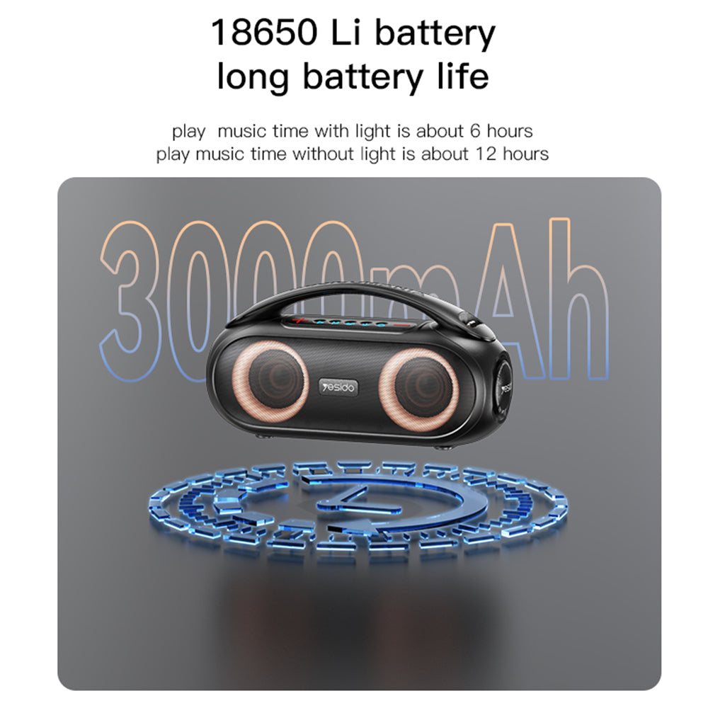 Φορητό Ηχείο Bluetooth Yesido YSW19, 40W, RGB, Αδιάβροχο, Μαύρο