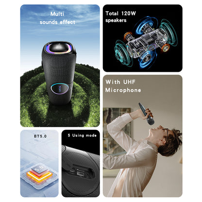 Ηχείο Bluetooth Yesido YSW21 Karaoke, 120W, RGB, Αδιάβροχο, Μαύρο