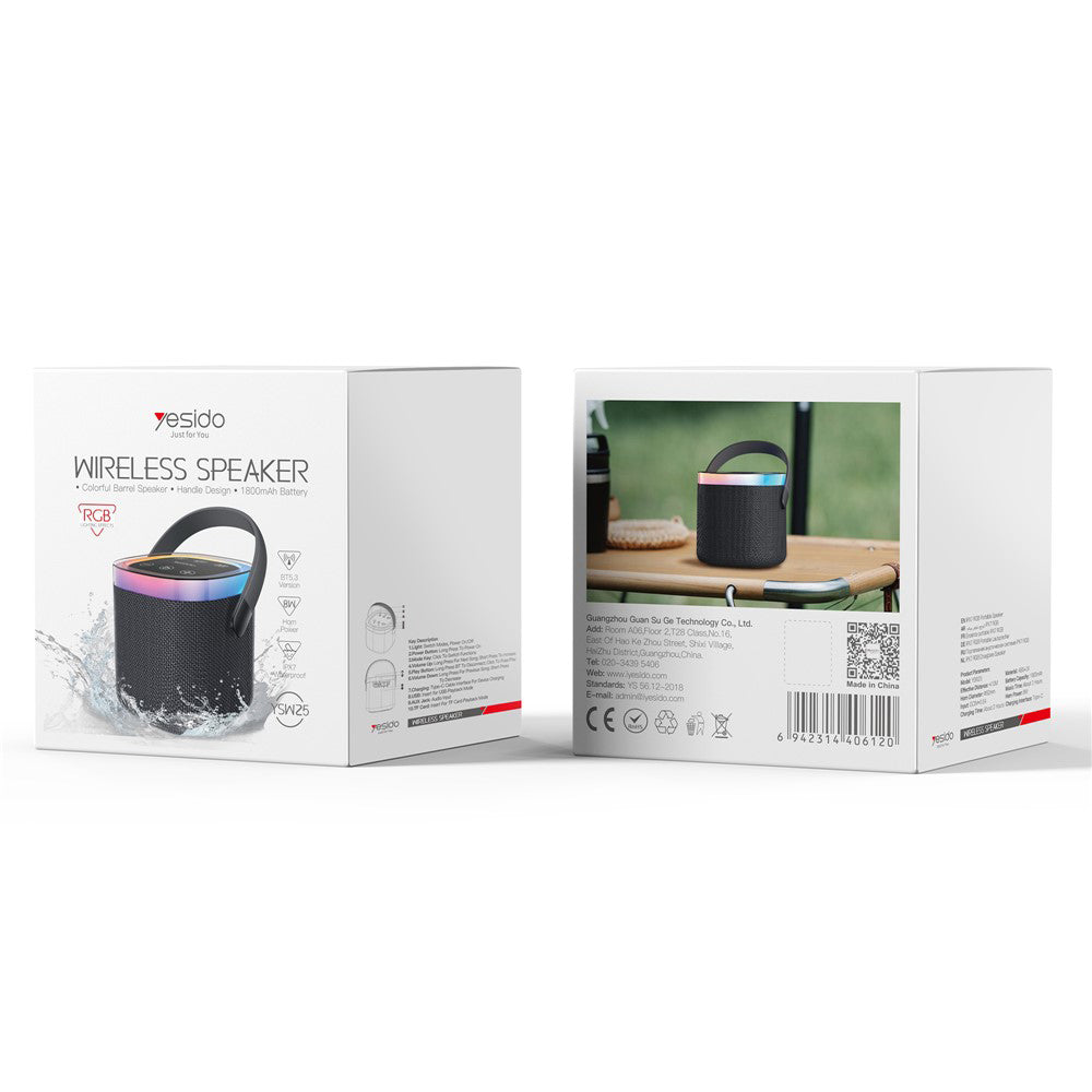 Φορητό Ηχείο Bluetooth Yesido YSW25, 5W, RGB, Μαύρο