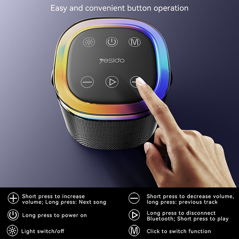 Φορητό Ηχείο Bluetooth Yesido YSW25, 5W, RGB, Μαύρο
