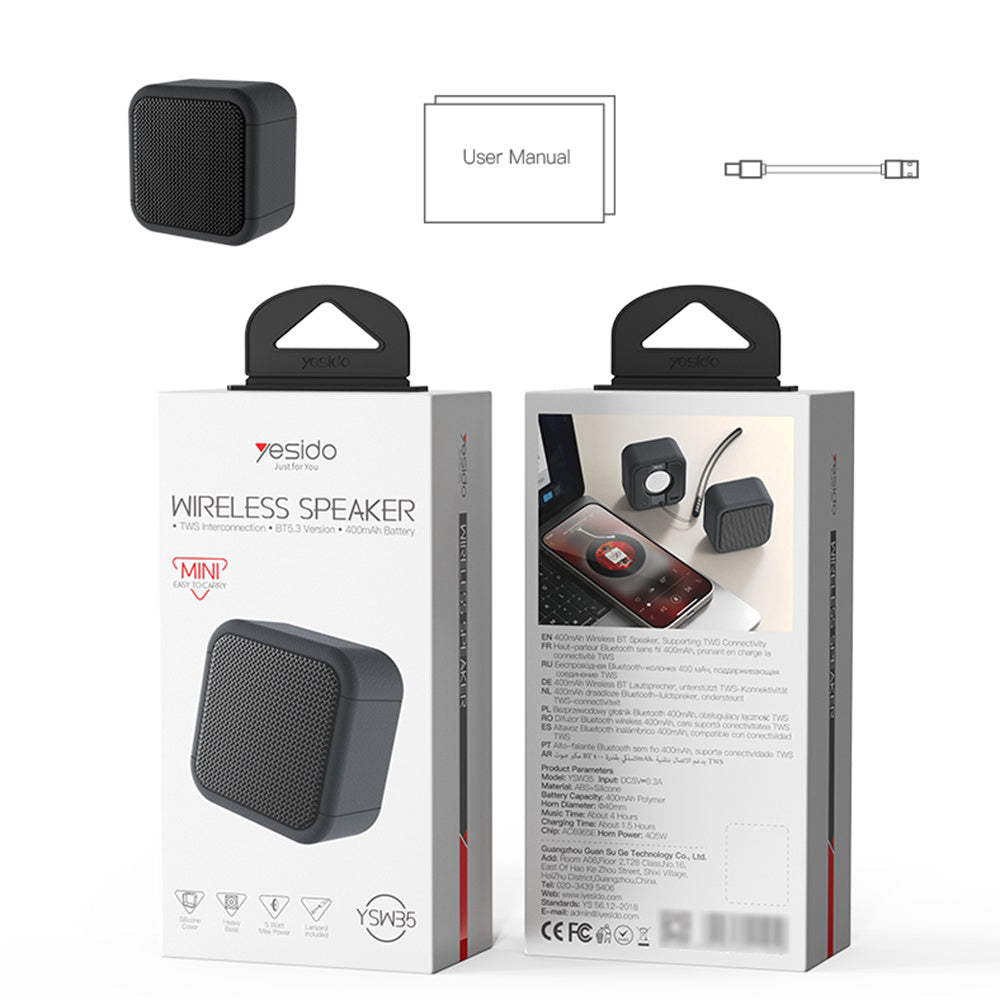 Φορητό Ηχείο Bluetooth Yesido YSW35, 5W, TWS, Αδιάβροχο, Μαύρο